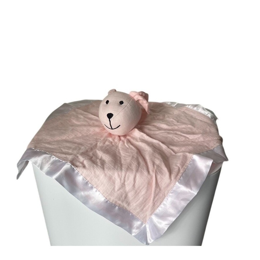 Aden + Anais Bunny Lovey Pink Muslin Security Blanket Satin Trim Cozy